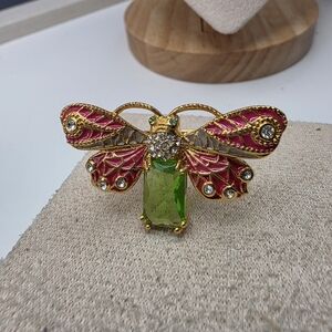 Elegant Gold and Pink Butterfly Ring (648)